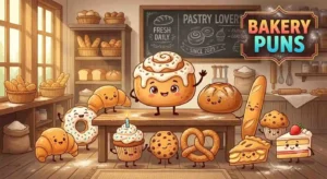 Cute bakery treats smiling together