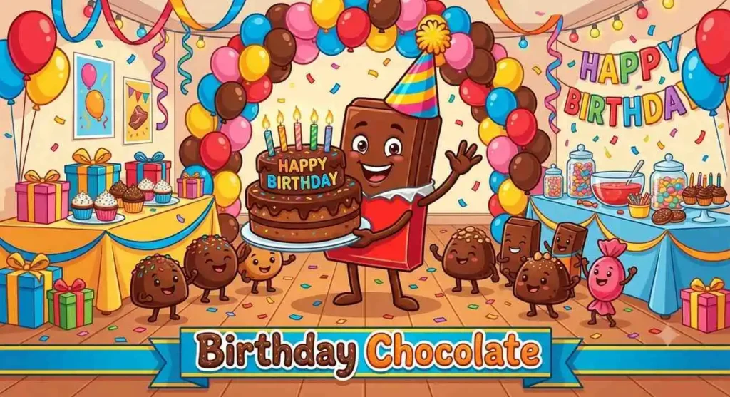 Chocolate celebrating birthday party.