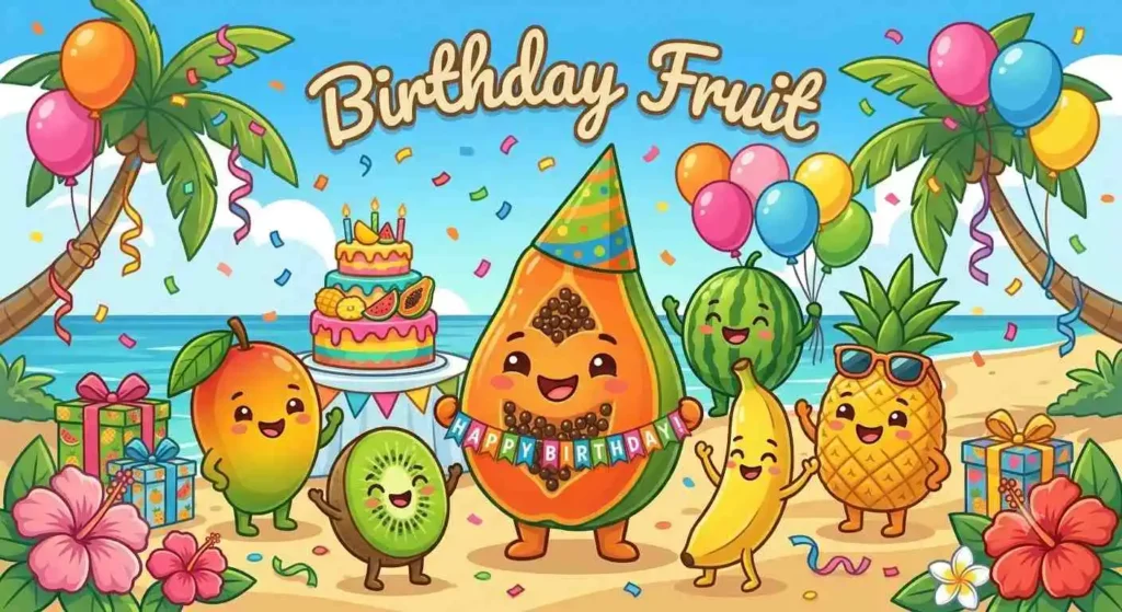 Birthday papaya party mascot