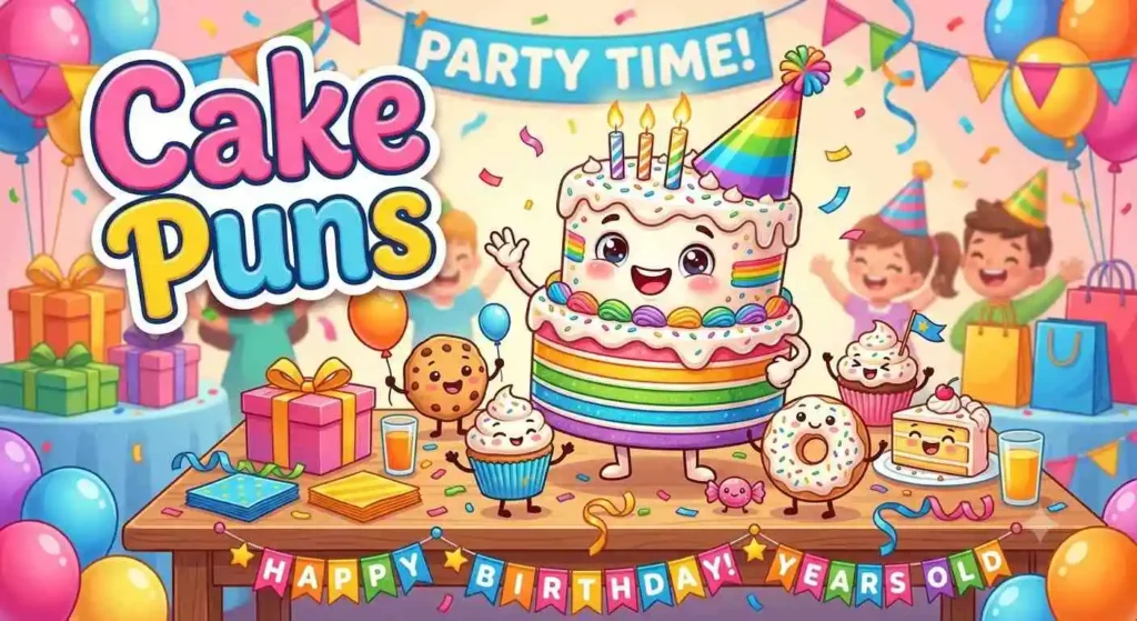 Smiling cake at party