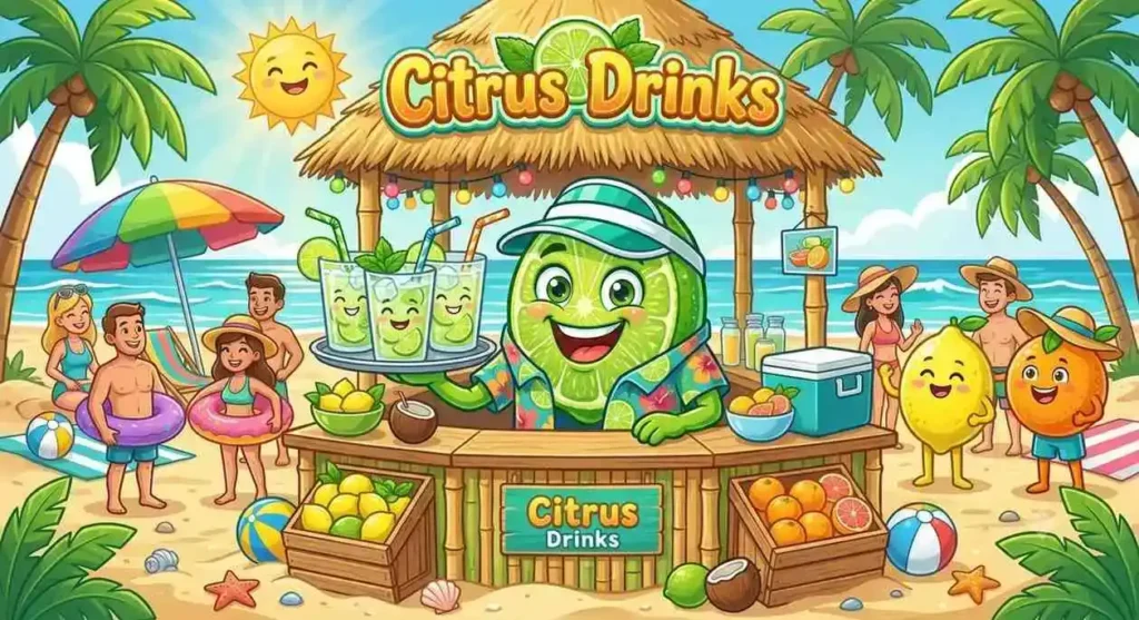 Happy lime serving drinks.