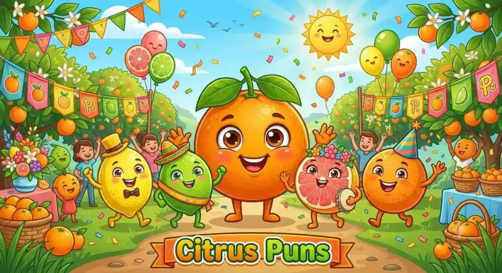 Funny citrus fruit friends