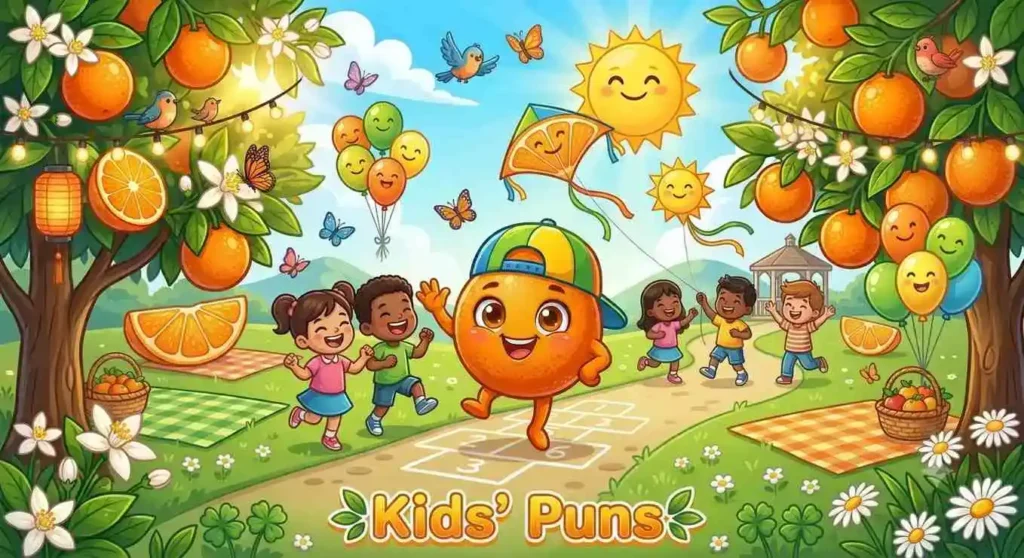 Cute clementine with children.