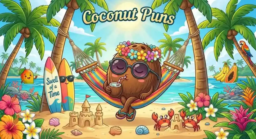 Funny coconut on beach.