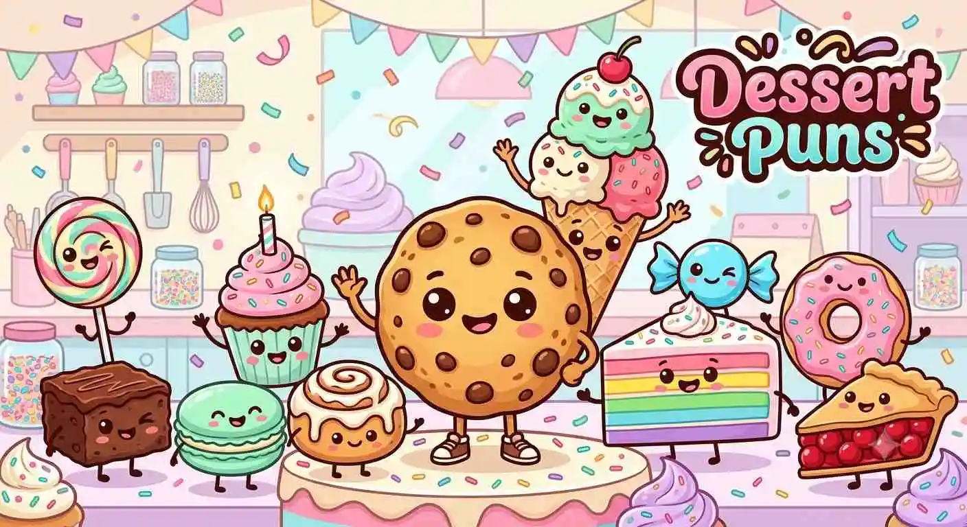 Cute dessert smiling together