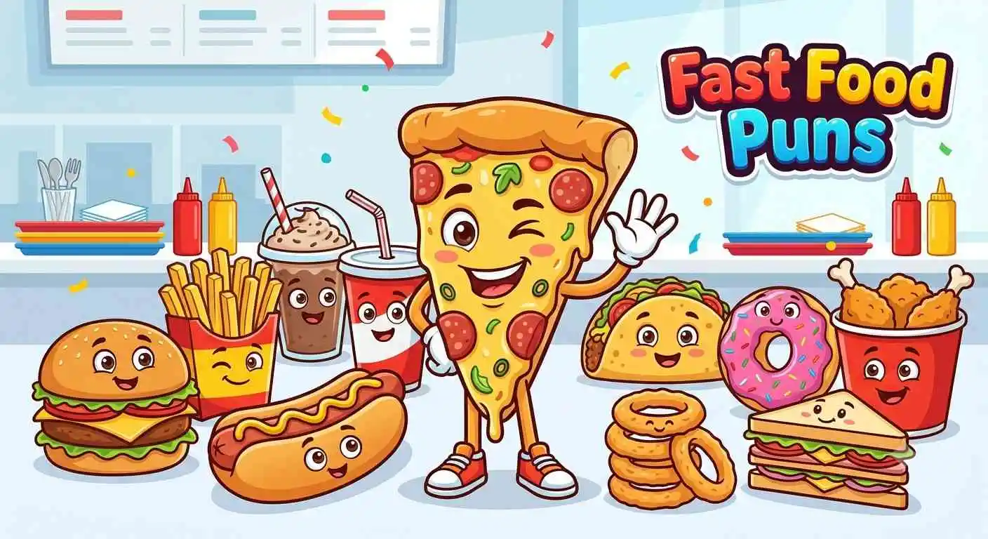 Happy fast food friends together
