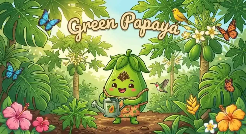 Green papaya garden mascot