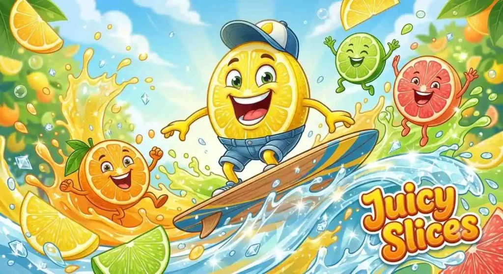 Cute lemon slice laughing.