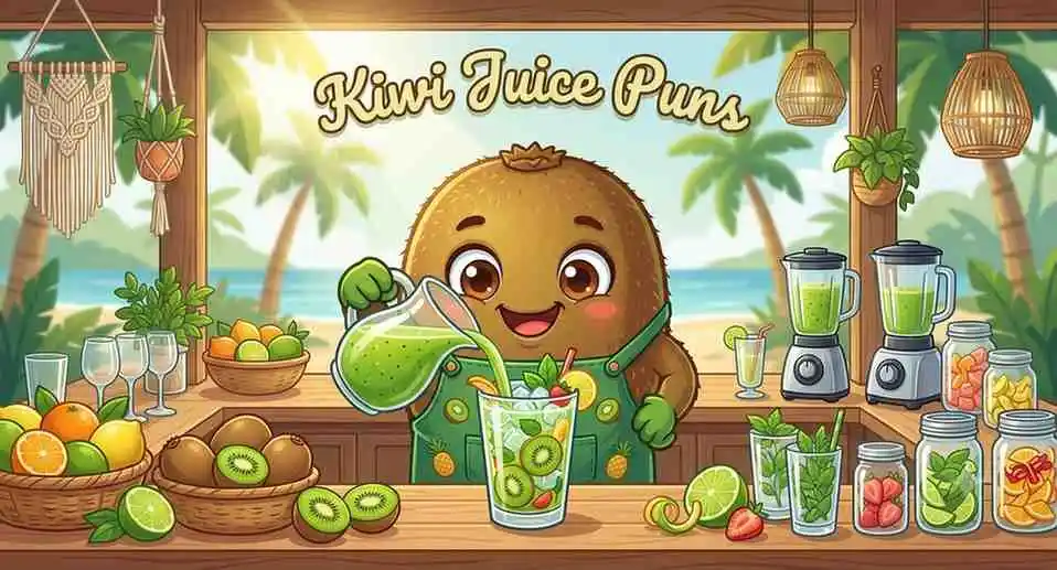 Happy kiwi juice mascot
