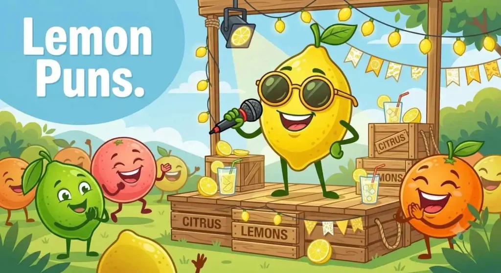 Funny lemon making silly jokes