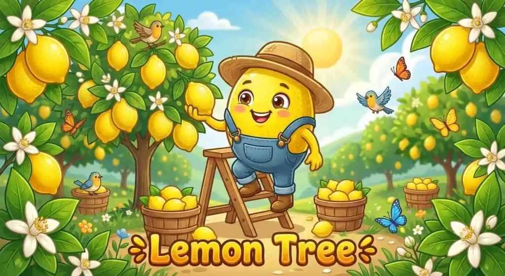 Happy lemon harvesting tree.