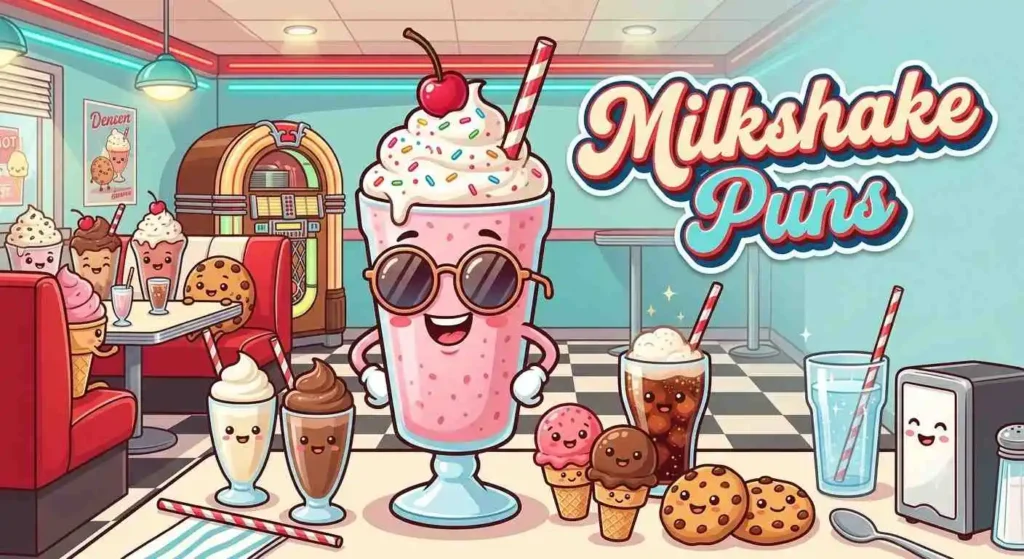 Happy milkshake in diner