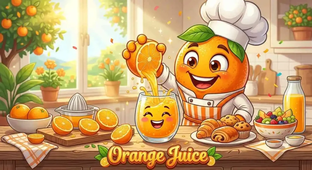 Cute orange making juice.