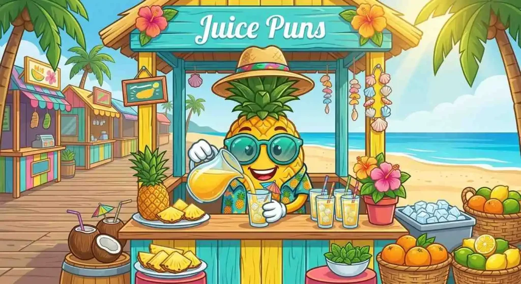 Funny pineapple serving fresh juice