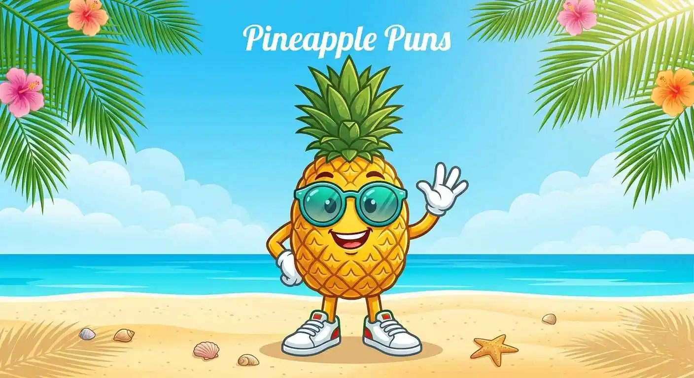 Happy pineapple smiling brightly