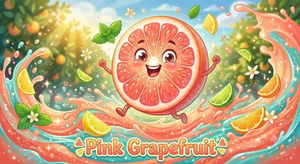 Happy pink grapefruit slice.