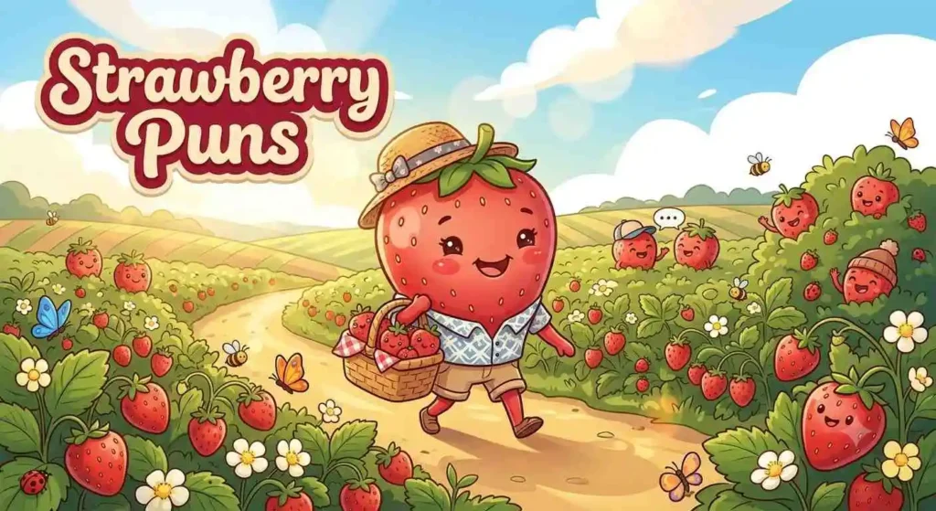 Funny strawberry picking flowers