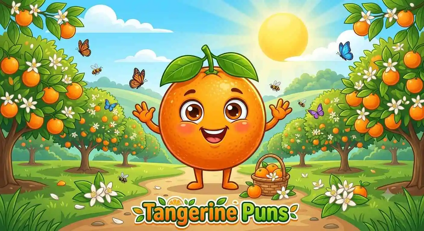 Happy tangerine smiling.