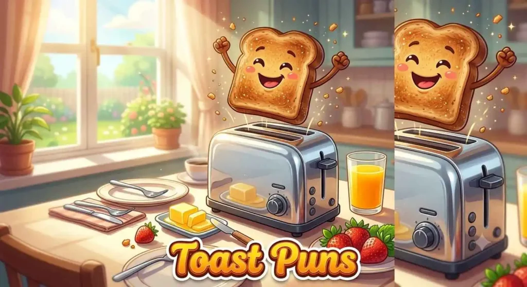 Cute toast jumping happily.