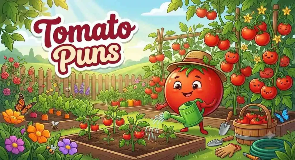 Happy tomato in garden