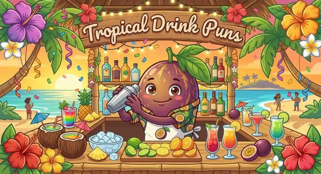 Funny tropical fruit drinks