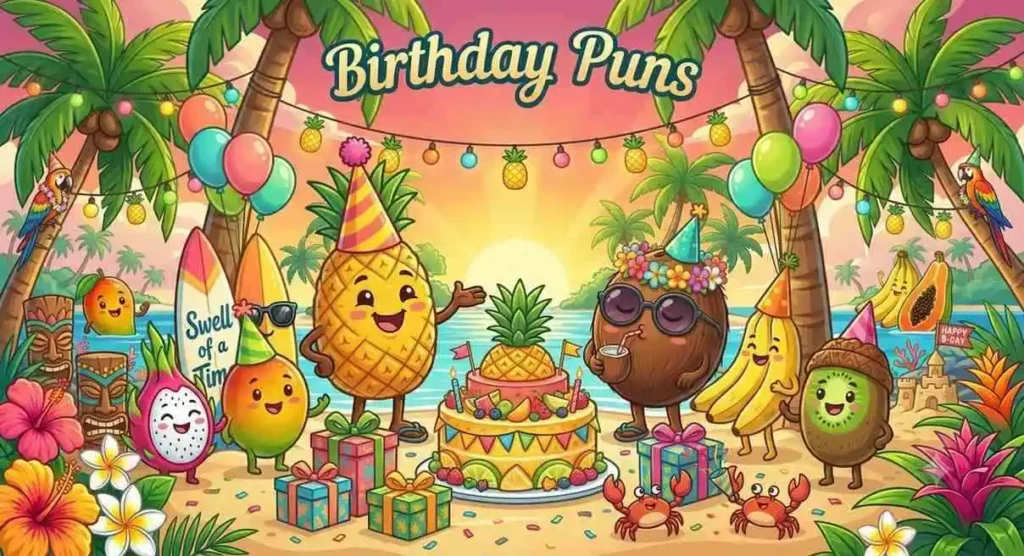 Tropical fruits birthday party.