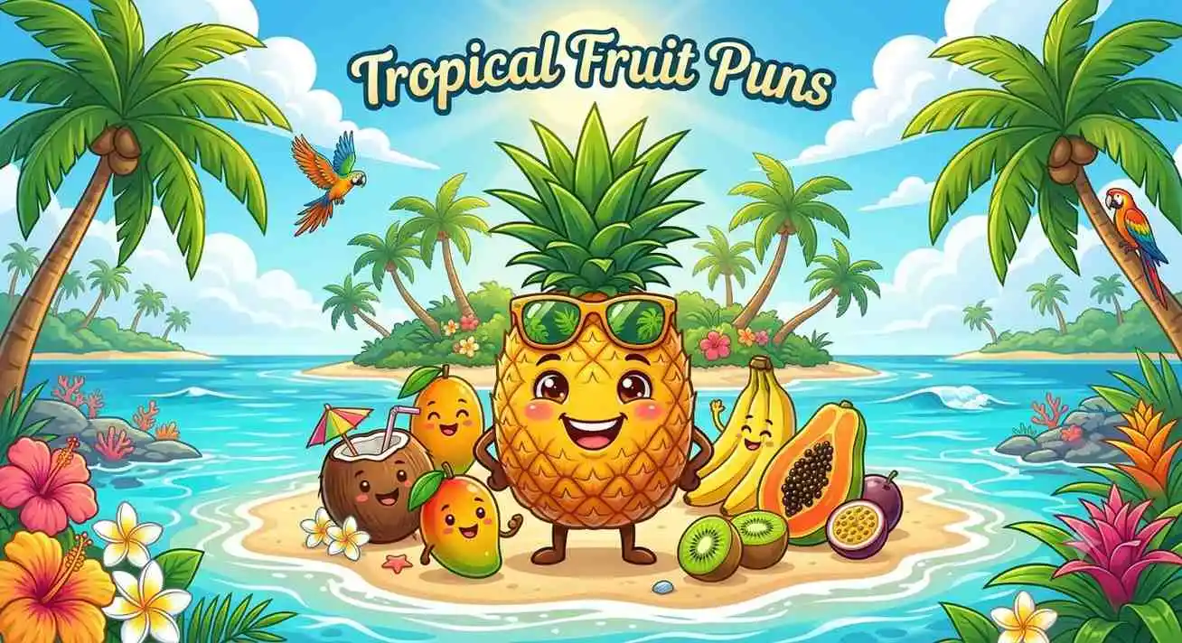 Happy tropical fruit friends.
