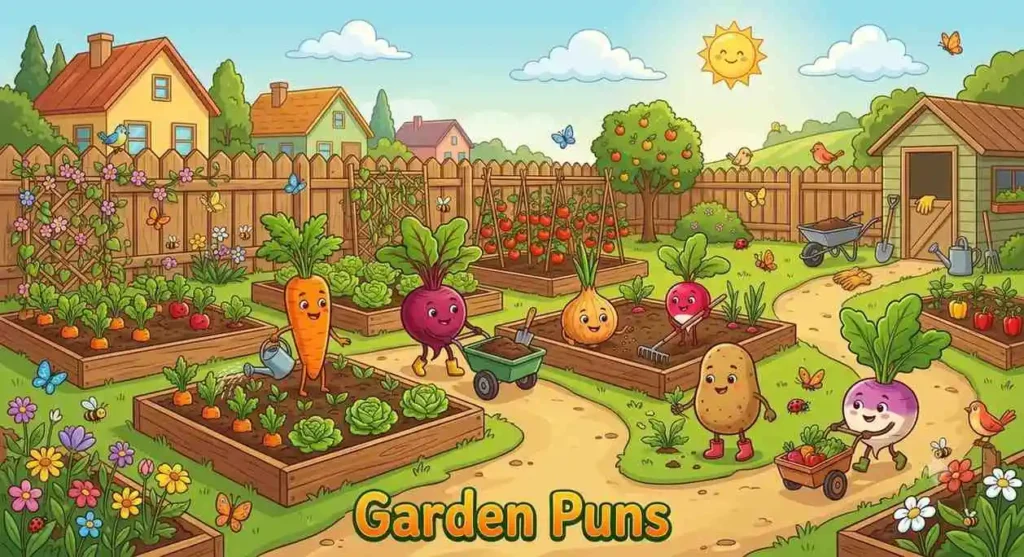 Happy vegetables growing together.