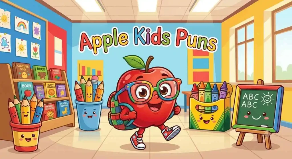Cute apple ready for school