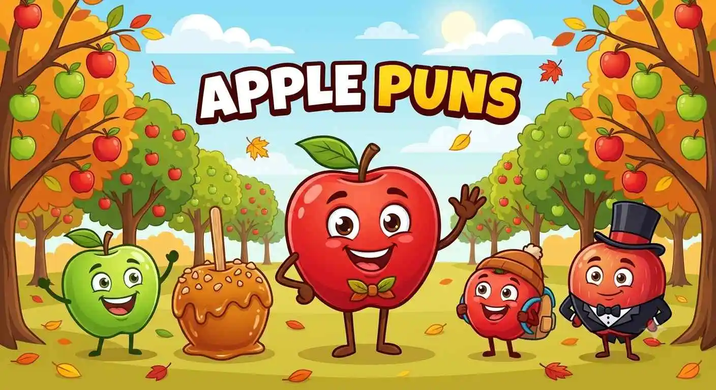 Happy cartoon apples sharing laughs