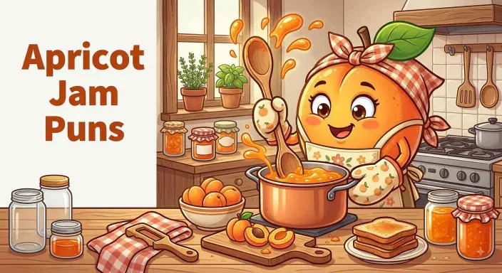 Funny apricot making homemade jam