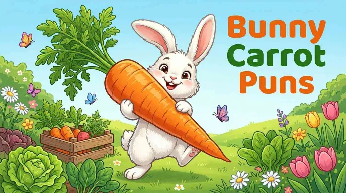 Funny bunny holding a carrot