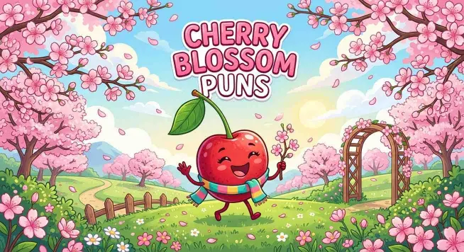 Cute cherries under blooming cherry blossoms