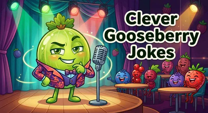Clever gooseberry making jokes
