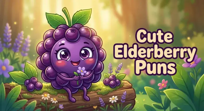 Cute elderberry character smiling