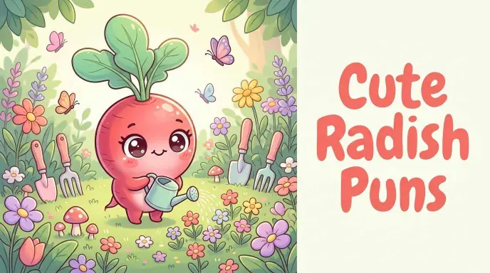 Adorable radish character with flowers