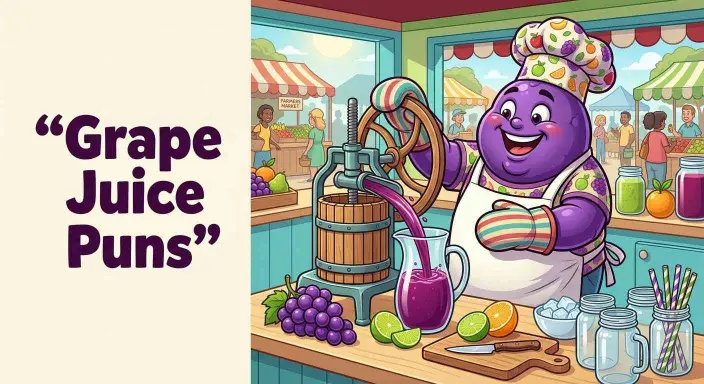 Funny grape making grape juice