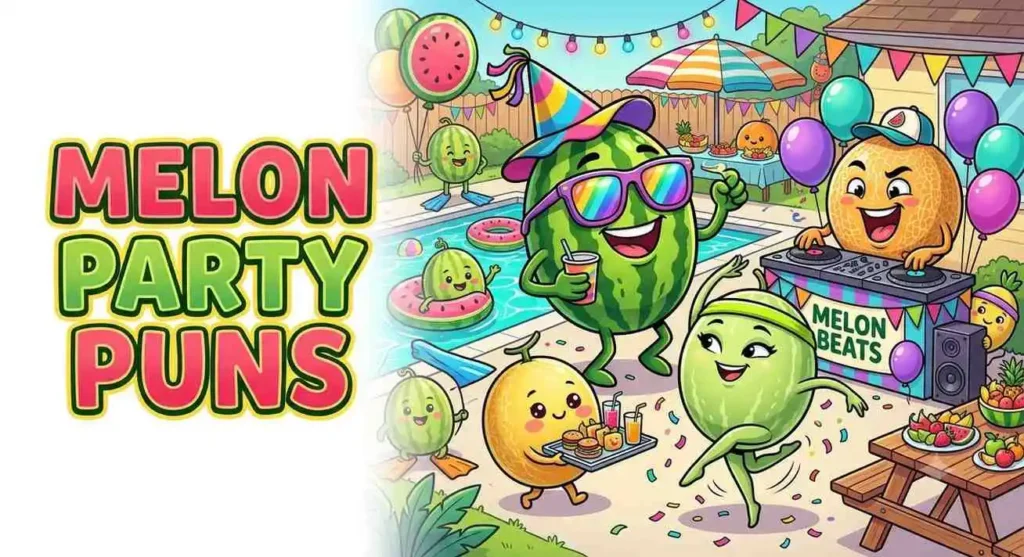 Funny melons celebrating summer party