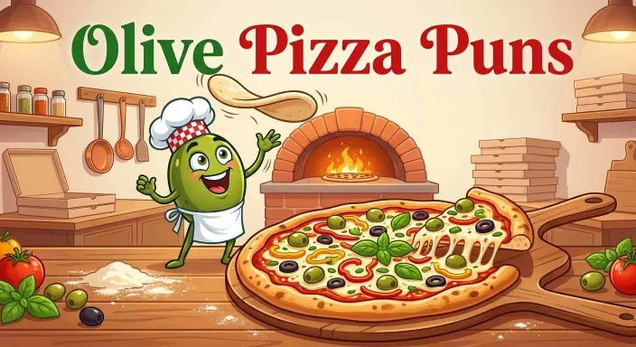 Funny olive making a pizza