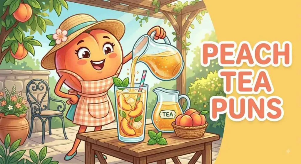 Cheerful peach serving iced peach tea