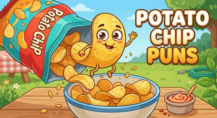 Funny potato chip character snack