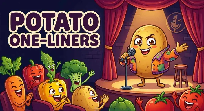 Funny potato performing comedy