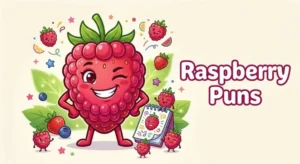 Funny raspberry surrounded by puns