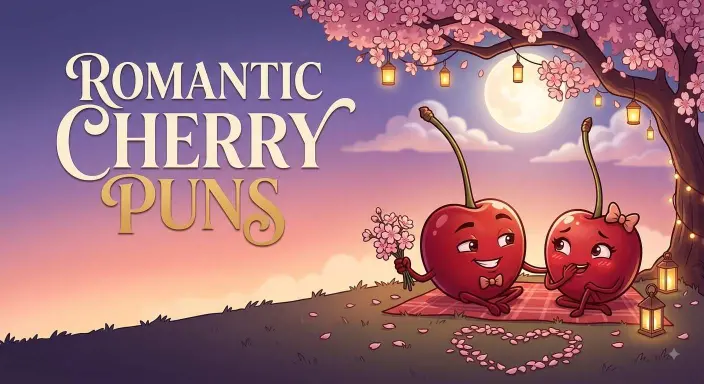 Romantic cherries sharing a sweet moment