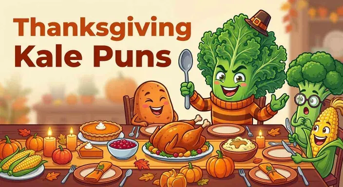 Kale mascot at Thanksgiving dinner