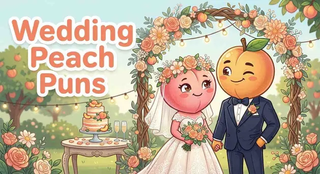 Cute peach couple celebrating their wedding