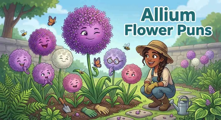 Funny allium flowers in garden