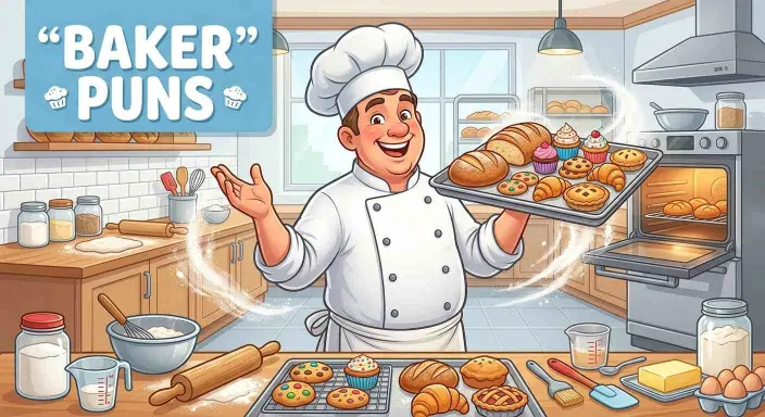 Funny baker making pastries
