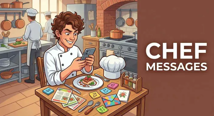 Chef sending funny text message