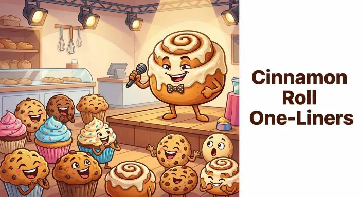 Cinnamon roll performing funny one-liners